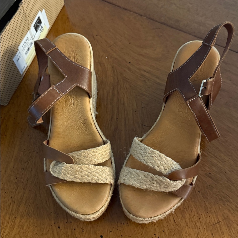 Brown Espadrille Wedge Sandals - Picture 2 of 4